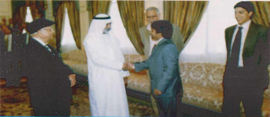 S. M. Zillur Rahman shaking hands with H.E. Sheikh Mubarak Al Nahyan at his palace in Abu Dhabi